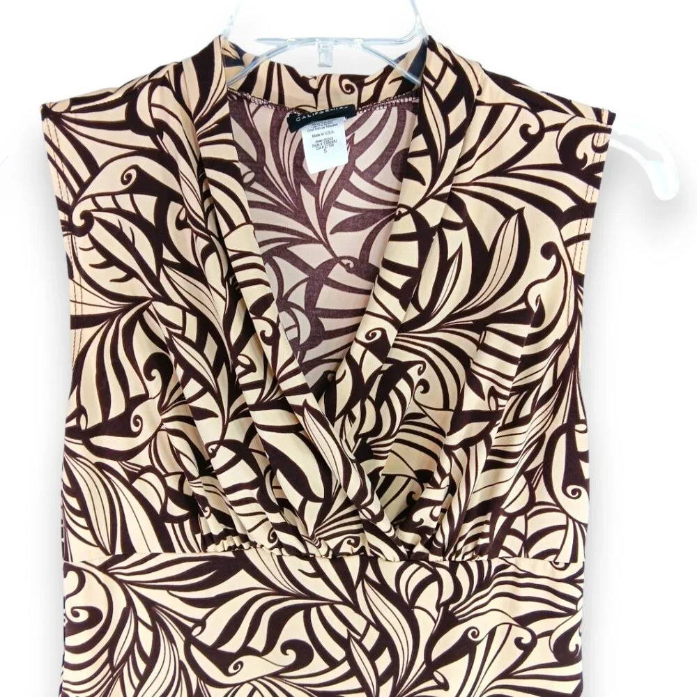 JK LA-Women's Top-Shawl Collar Sleeveless-Size S-Brown-Tan-Office-Work-Casual - Picture 2 of 7